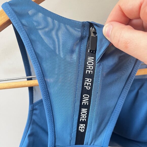 Zyia Active Blue Mesh Racerback Sports Bra With Zipper Detail Size L - Picture 5 of 5